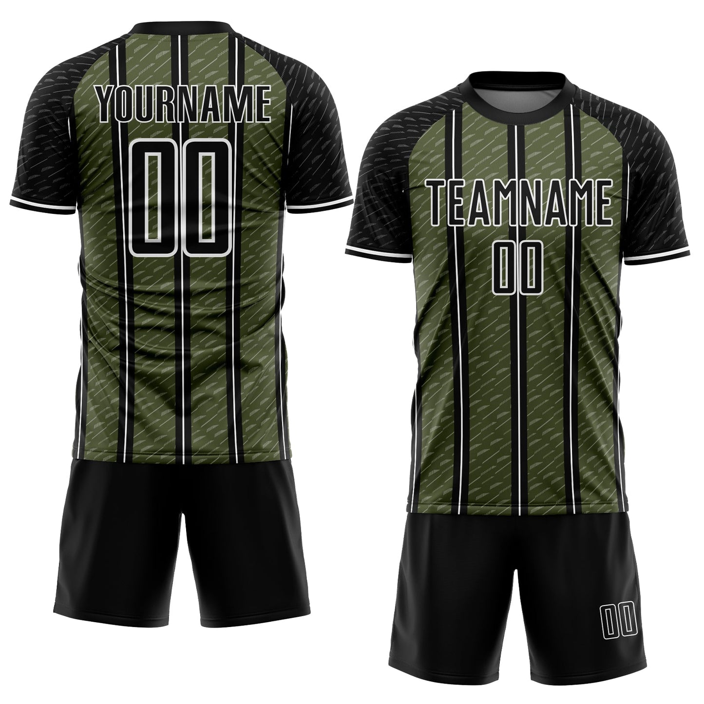 Custom Black Olive-White Line Sublimation Soccer Uniform Jersey view 2