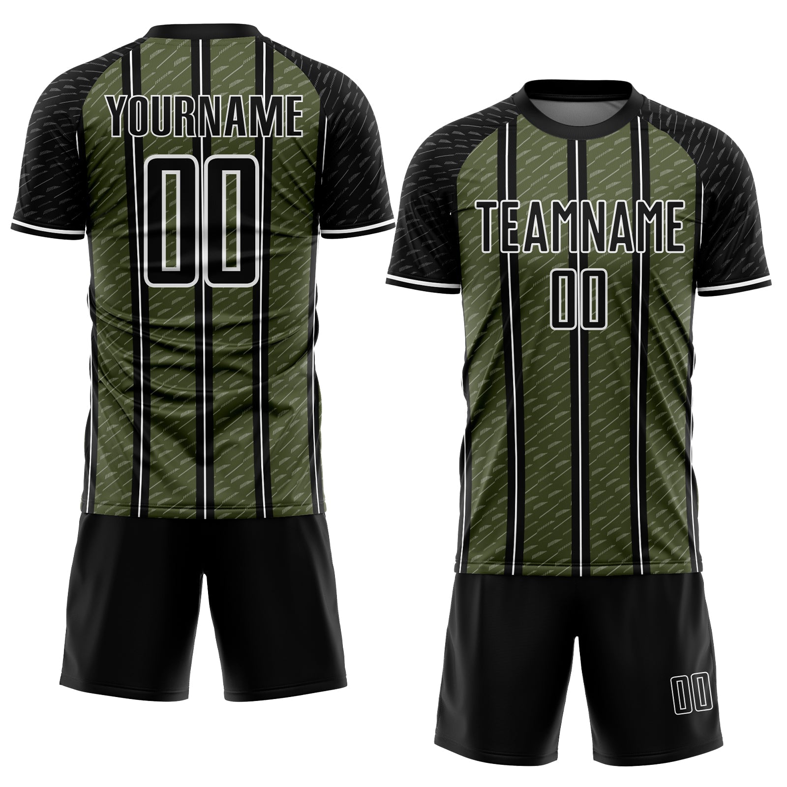 Custom Black Olive-White Line Sublimation Soccer Uniform Jersey view 2