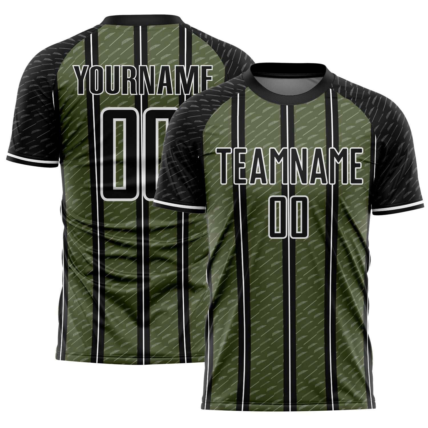 Custom Black Olive-White Line Sublimation Soccer Uniform Jersey - Main View