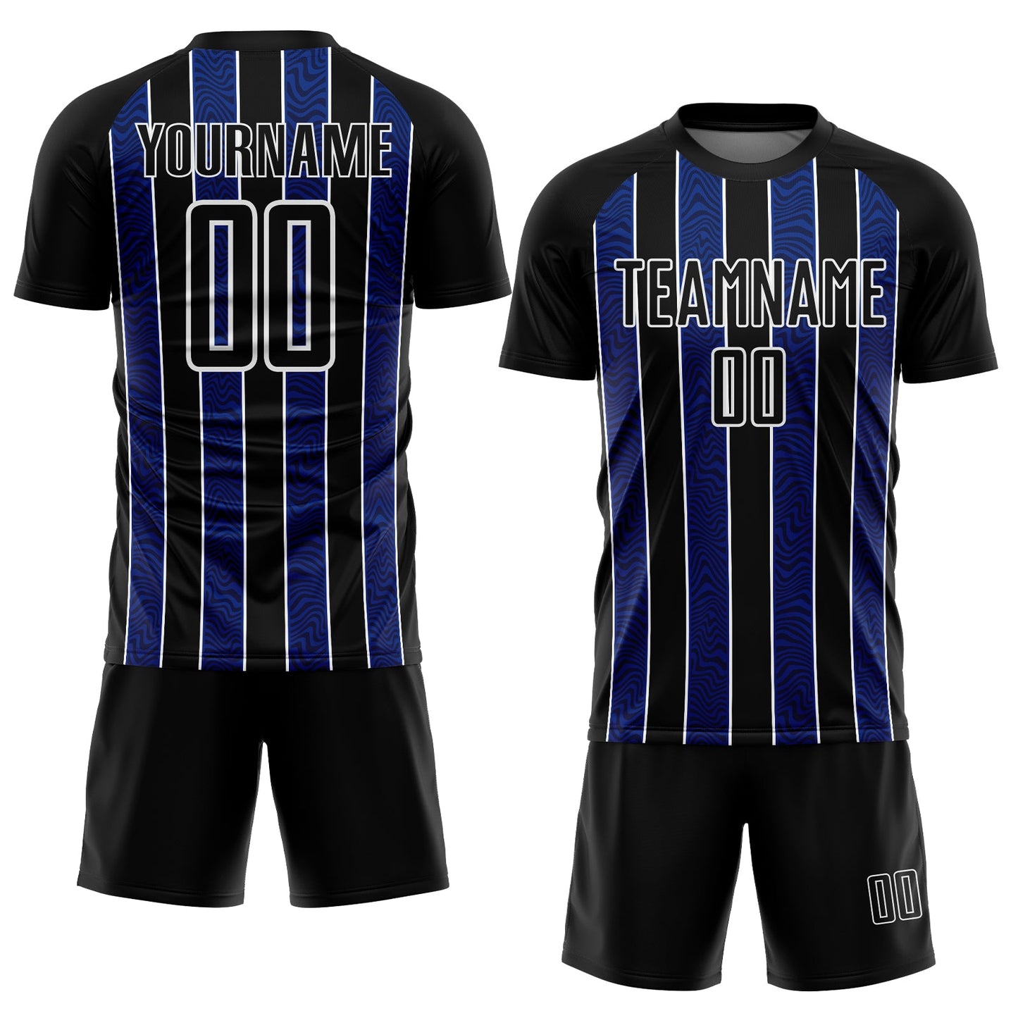 Custom Black Royal-White Line Sublimation Soccer Uniform Jersey view 2