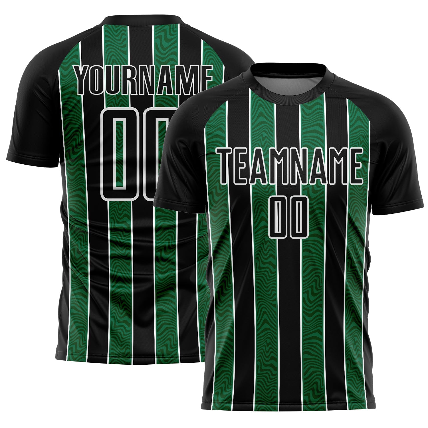 Custom Black Kelly Green-White Line Sublimation Soccer Uniform Jersey - Main View