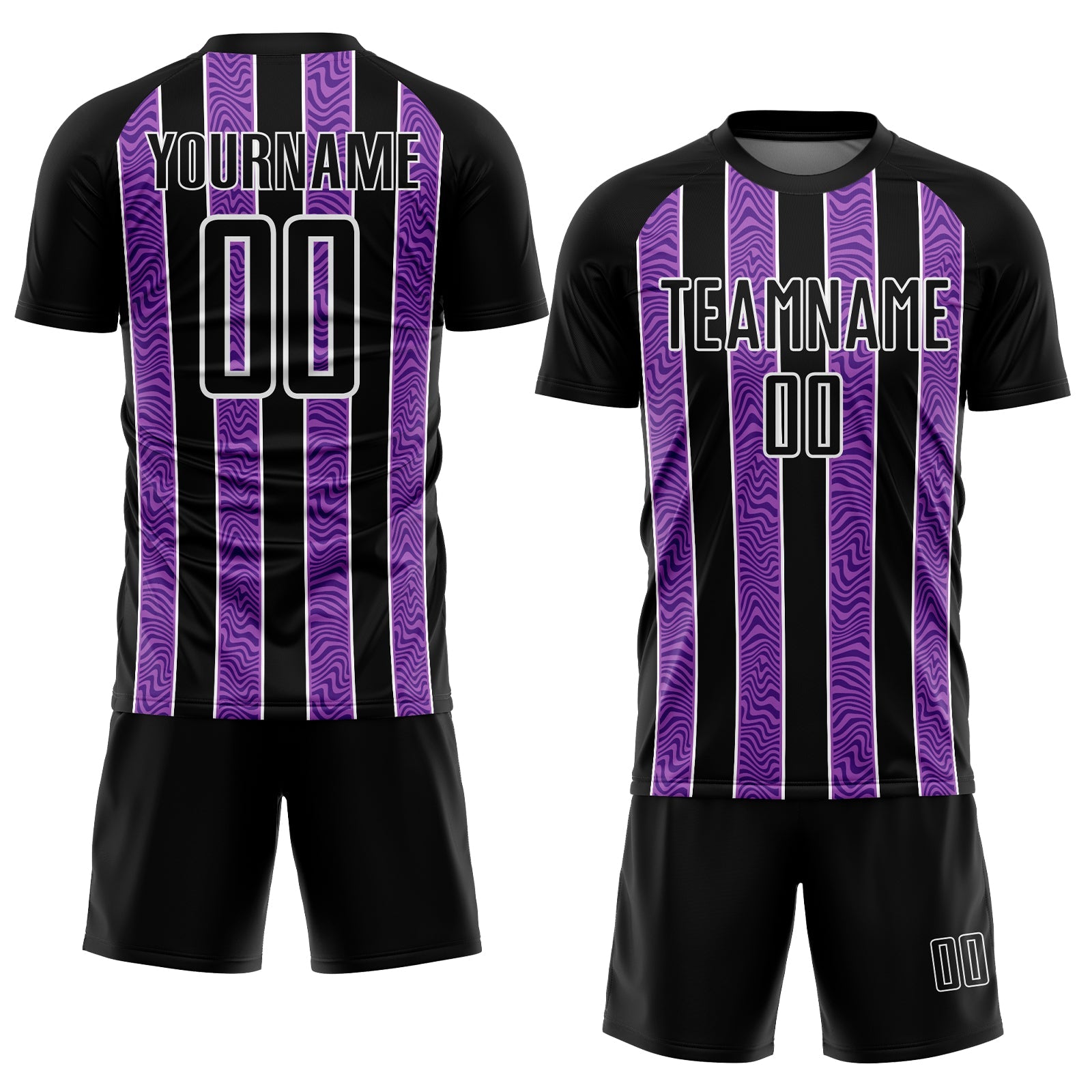 Custom Black Purple-White Line Sublimation Soccer Uniform Jersey view 2