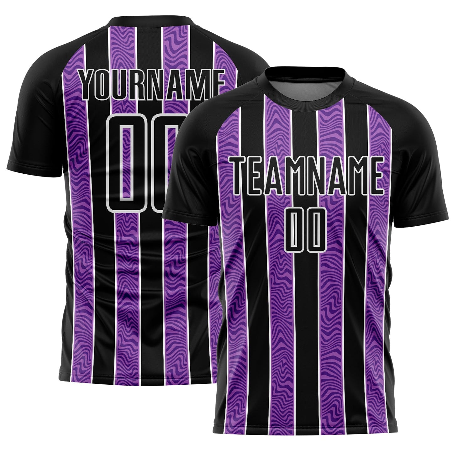 Custom Black Purple-White Line Sublimation Soccer Uniform Jersey - Main View