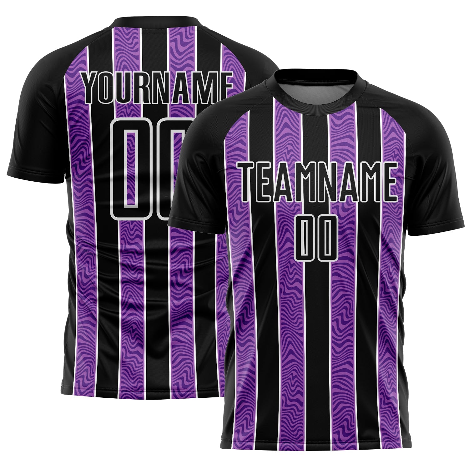 Custom Black Purple-White Line Sublimation Soccer Uniform Jersey - Main View