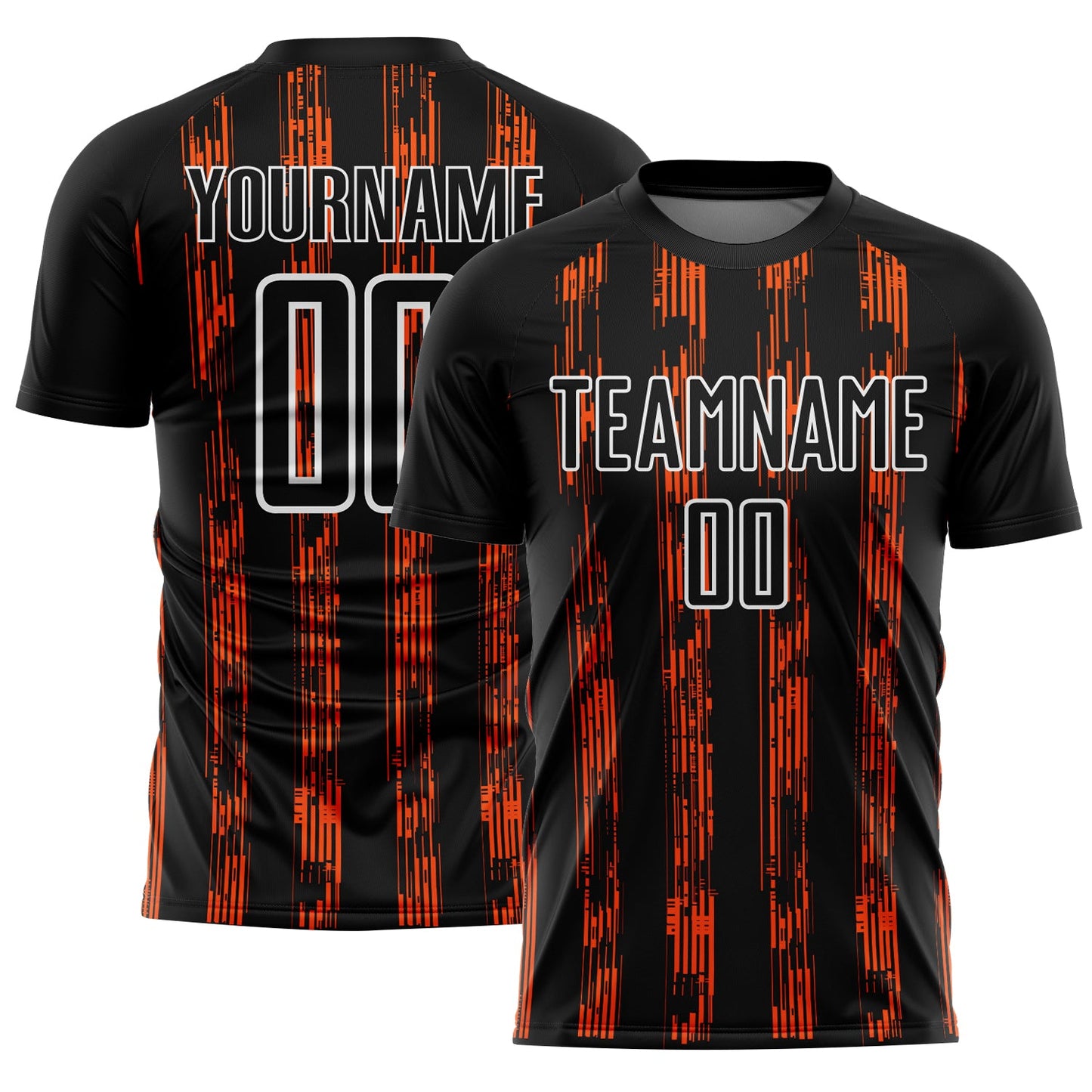 Custom Black Orange-White Line Sublimation Soccer Uniform Jersey - Main View