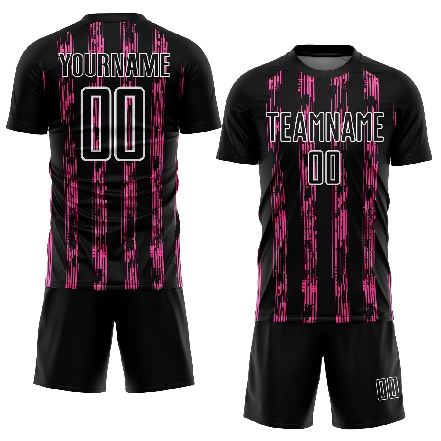 Custom Black Pink-White Line Sublimation Soccer Uniform Jersey view 2