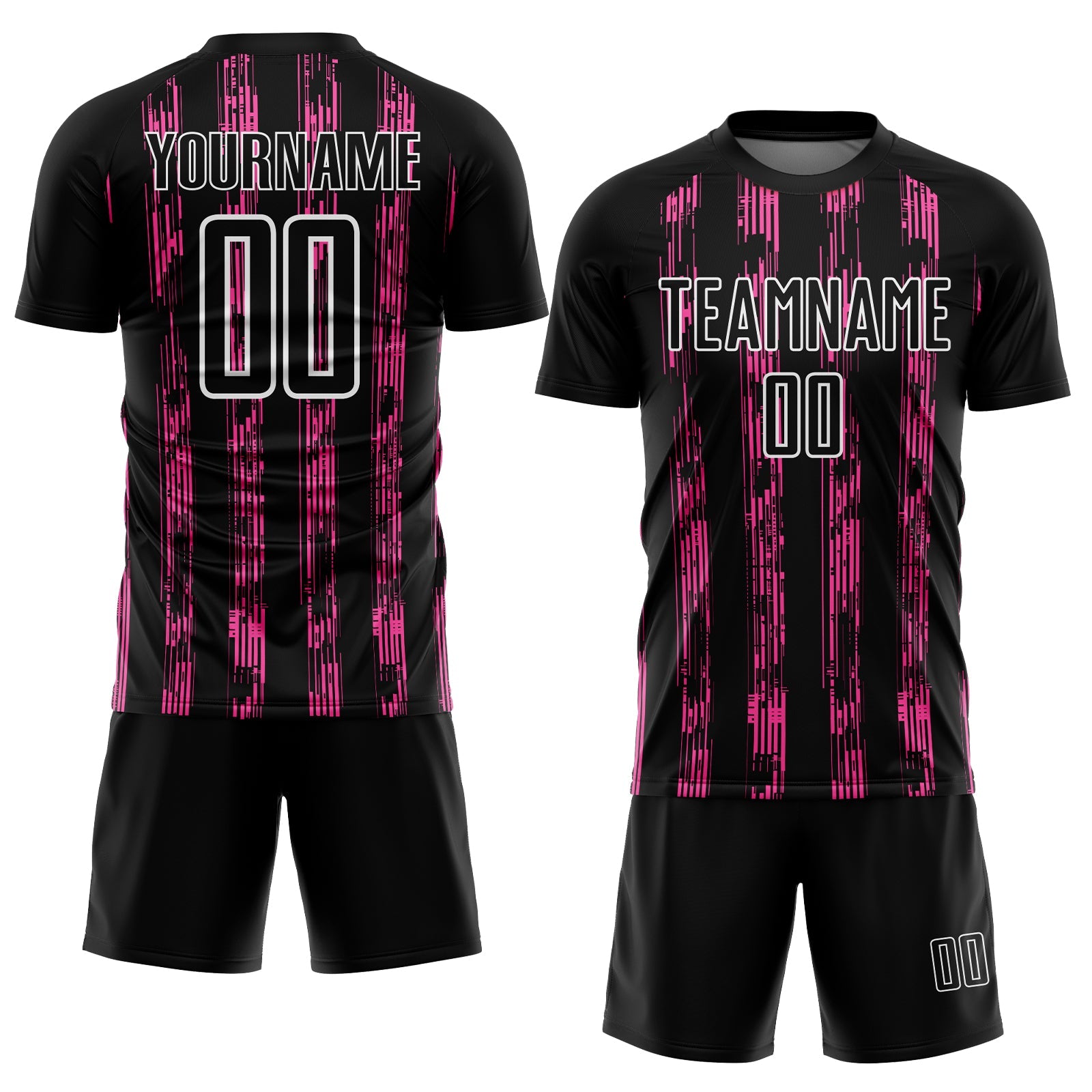 Custom Black Pink-White Line Sublimation Soccer Uniform Jersey view 2