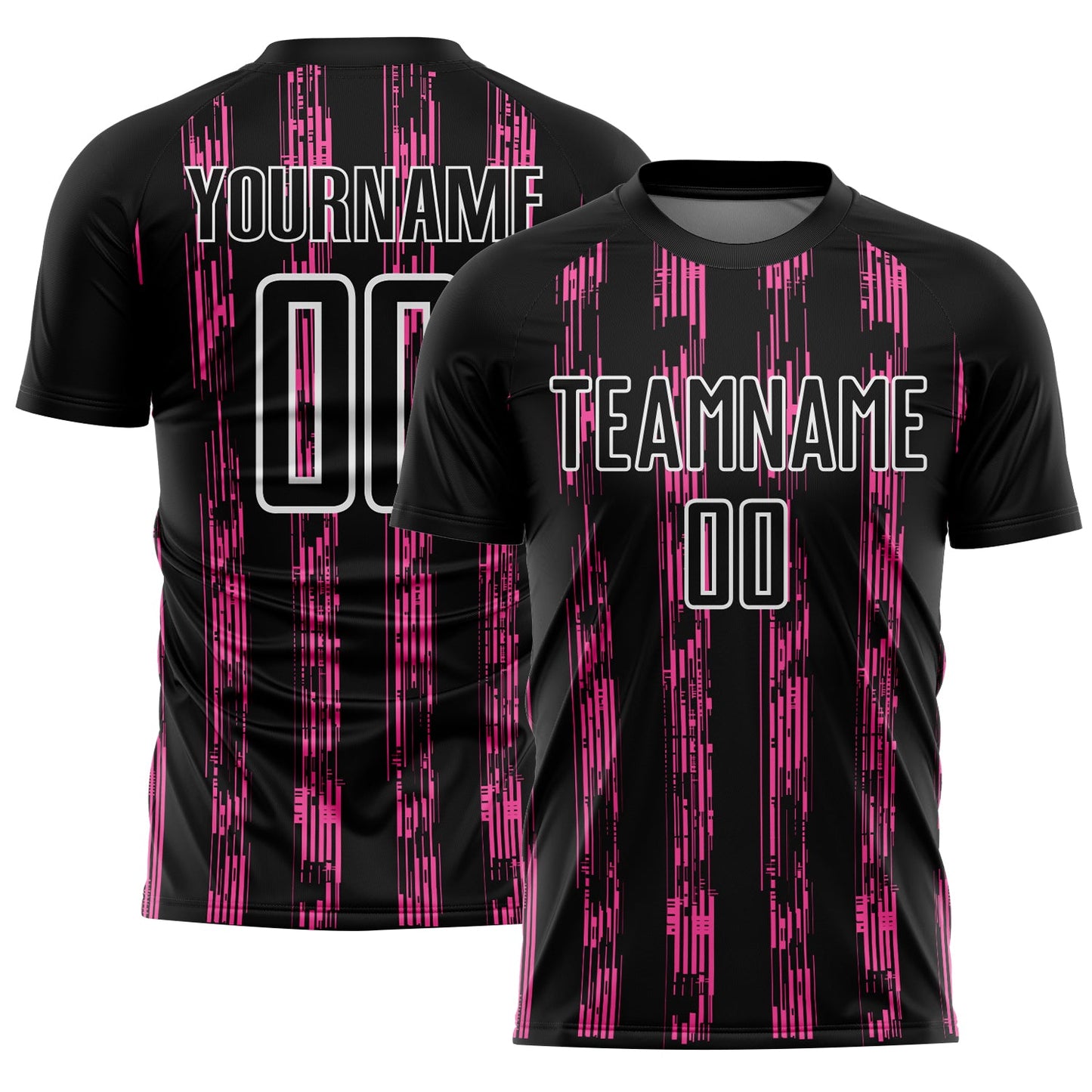 Custom Black Pink-White Line Sublimation Soccer Uniform Jersey - Main View