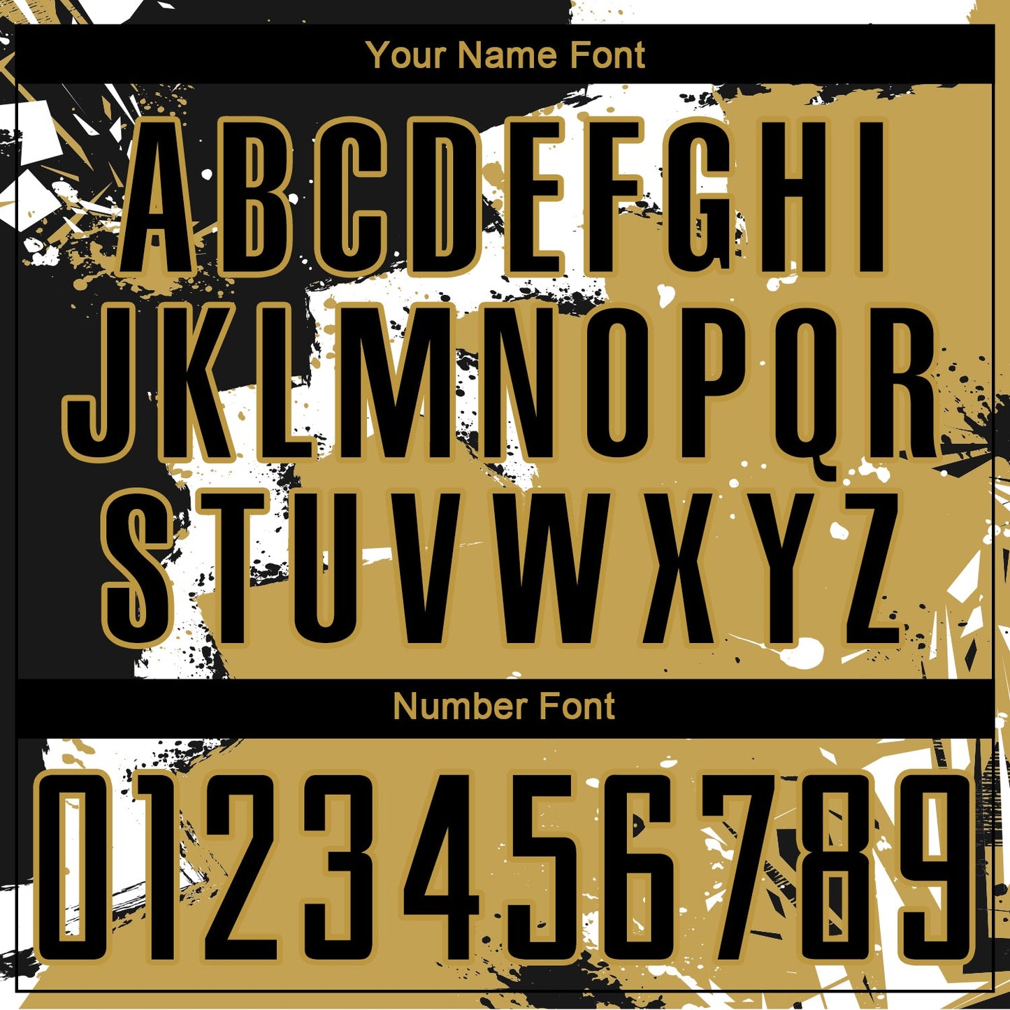 Custom Black White-Old Gold Spalsh Sublimation Soccer Uniform Jersey view 6
