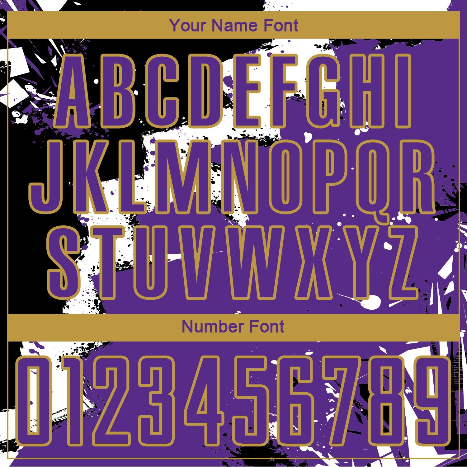 Custom Black Purple-Old Gold Spalsh Sublimation Soccer Uniform Jersey view 6