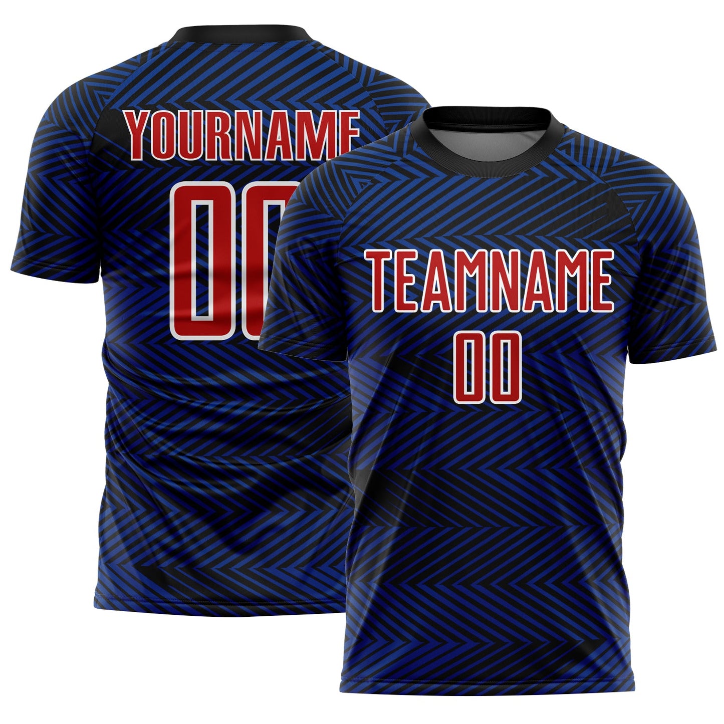 Custom Royal Red-Black Line Sublimation Soccer Uniform Jersey - Main View