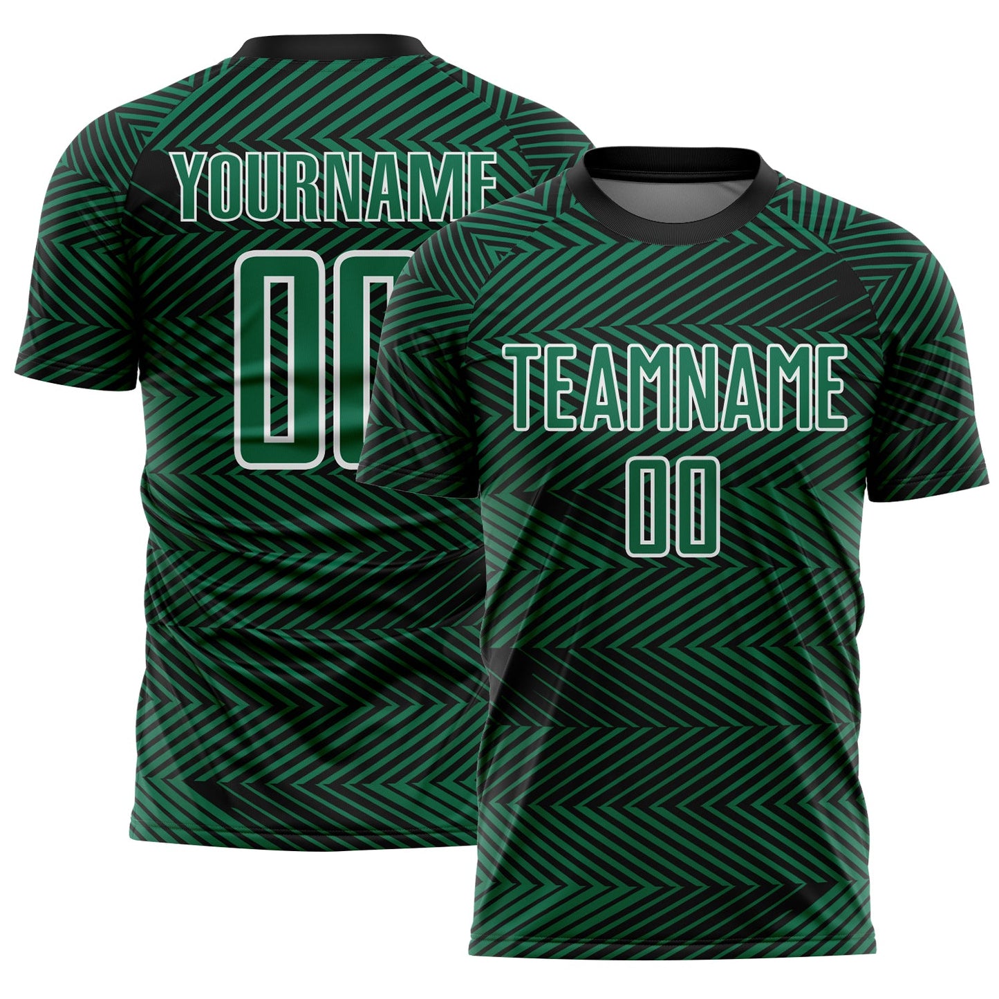 Custom Kelly Green Black-White Line Sublimation Soccer Uniform Jersey - Main View
