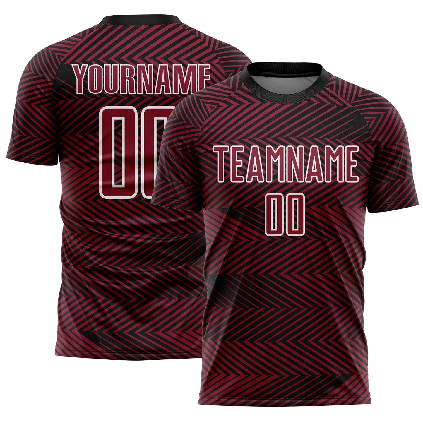 Custom Crimson Black-White Line Sublimation Soccer Uniform Jersey - Main View