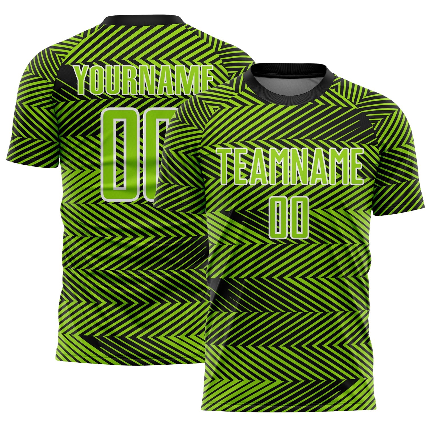 Custom Neon Green Black-White Line Sublimation Soccer Uniform Jersey - Main View
