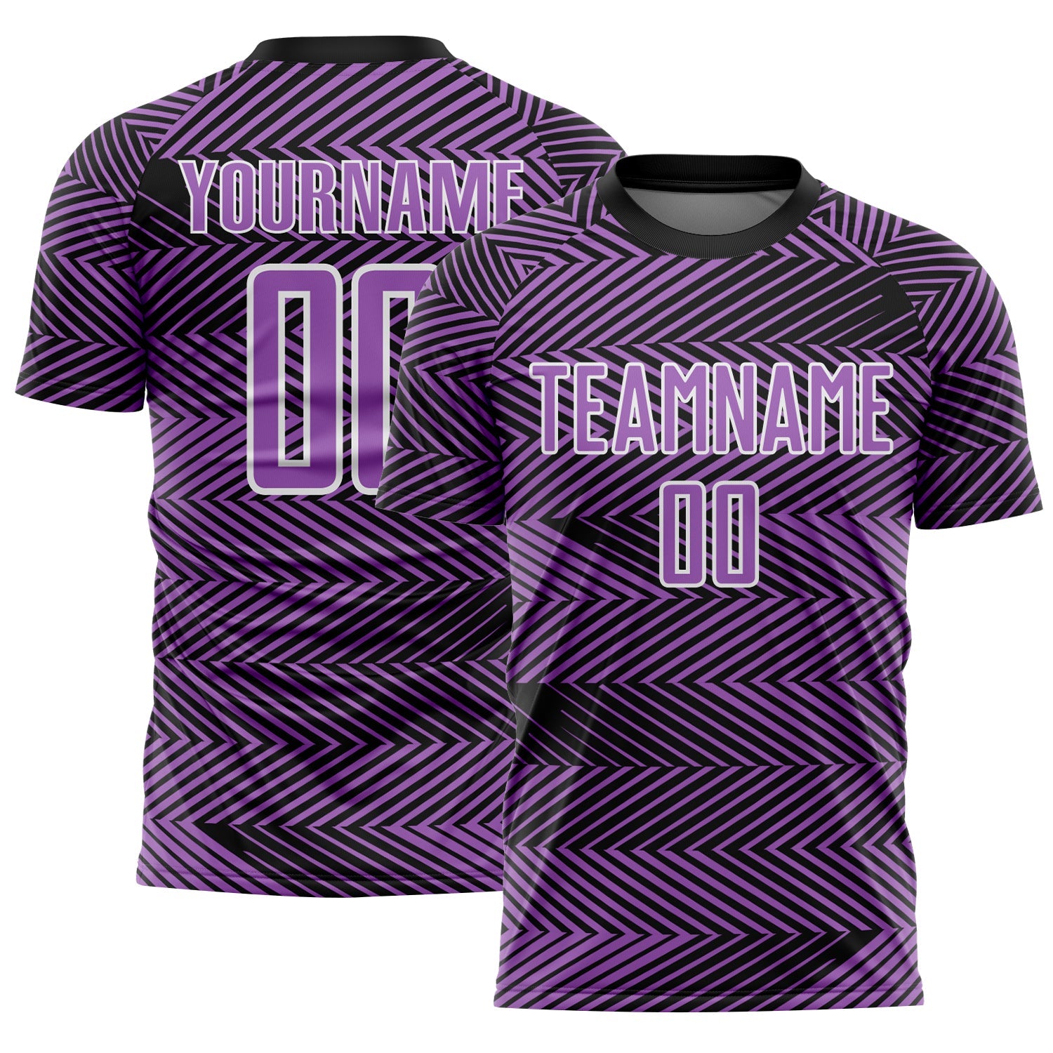 Custom Medium Purple Black-White Line Sublimation Soccer Uniform Jersey - Main View