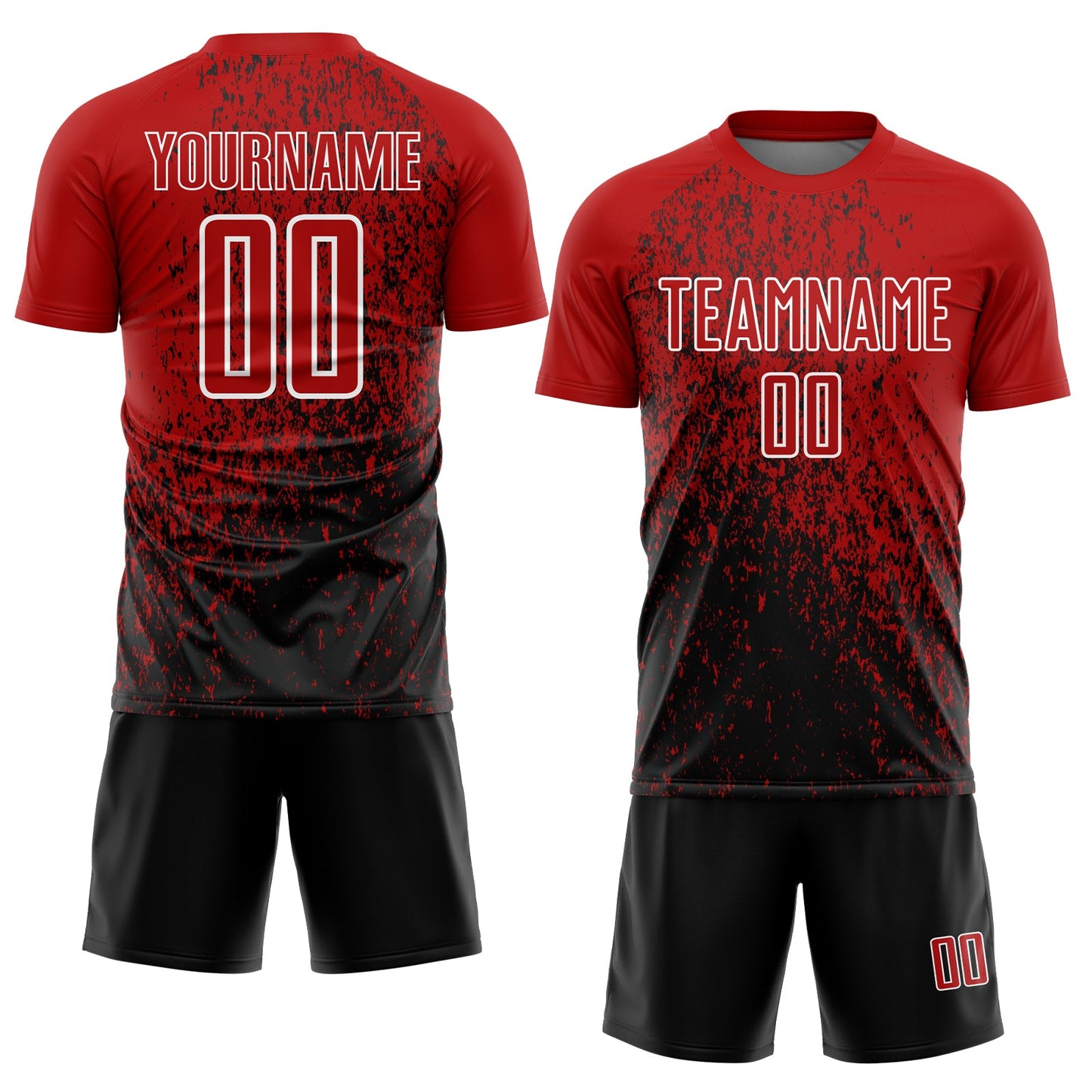 Custom Red Black-White Abstract Fragment Art Sublimation Soccer Uniform Jersey view 2