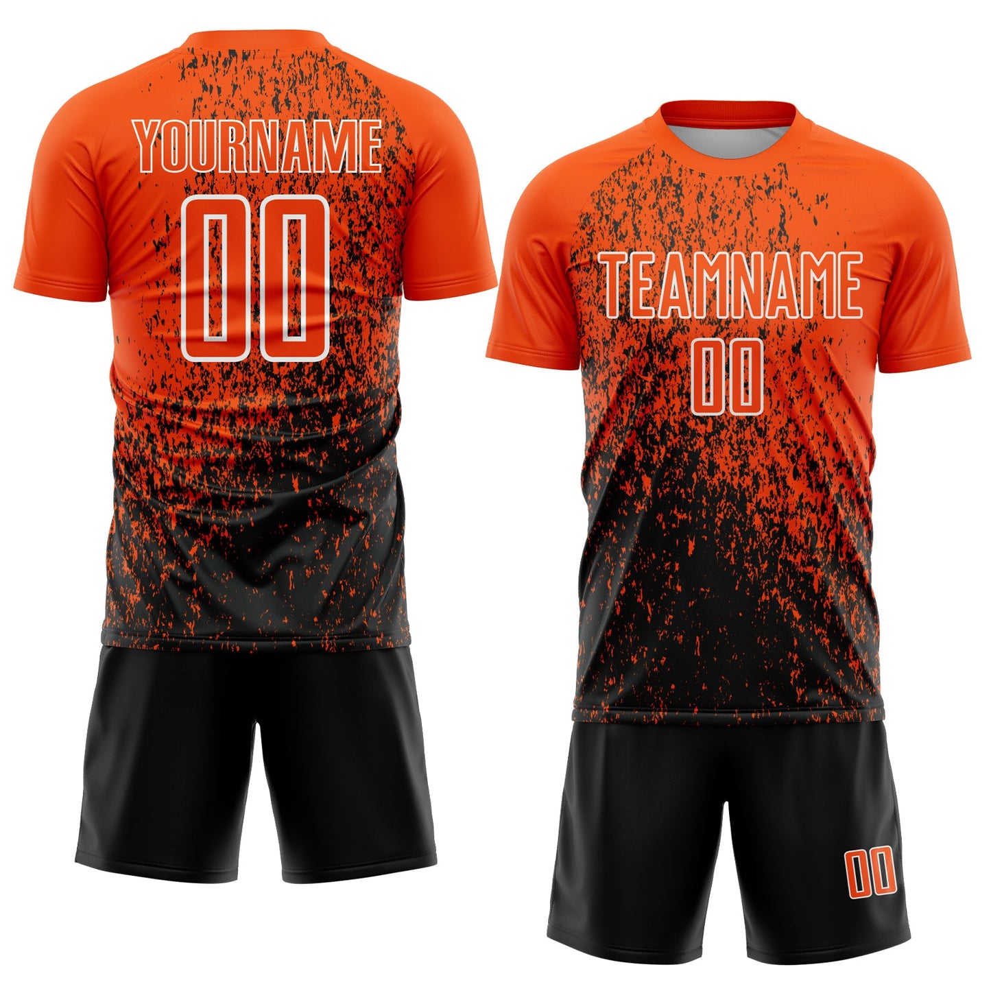 Custom Orange Black-White Abstract Fragment Art Sublimation Soccer Uniform Jersey view 2