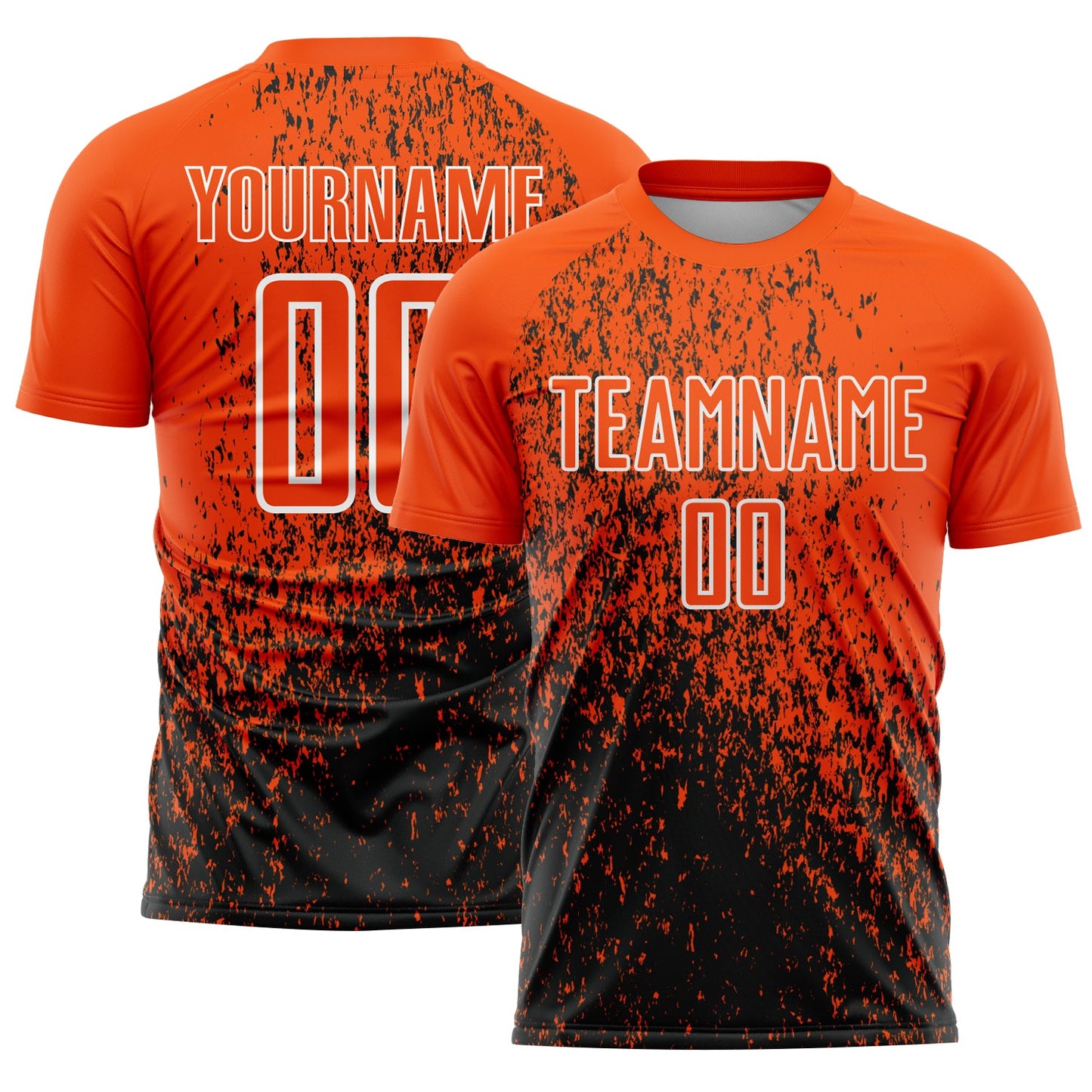 Custom Orange Black-White Abstract Fragment Art Sublimation Soccer Uniform Jersey - Main View