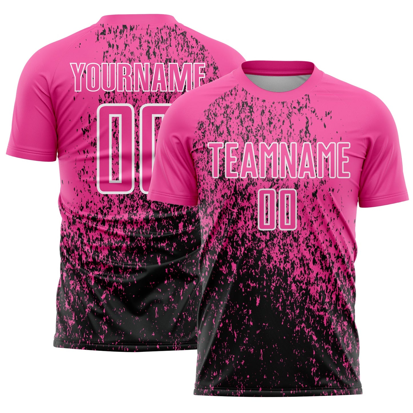 Custom Pink Black-White Abstract Fragment Art Sublimation Soccer Uniform Jersey - Main View