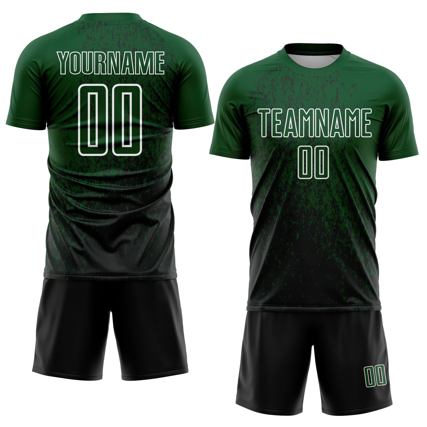 Custom Green Black-White Abstract Fragment Art Sublimation Soccer Uniform Jersey view 2