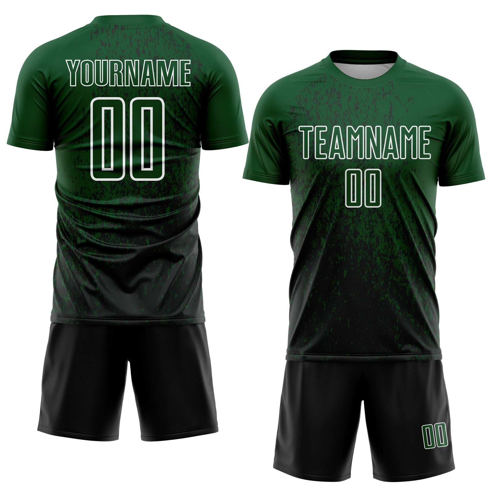 Custom Green Black-White Abstract Fragment Art Sublimation Soccer Uniform Jersey view 2