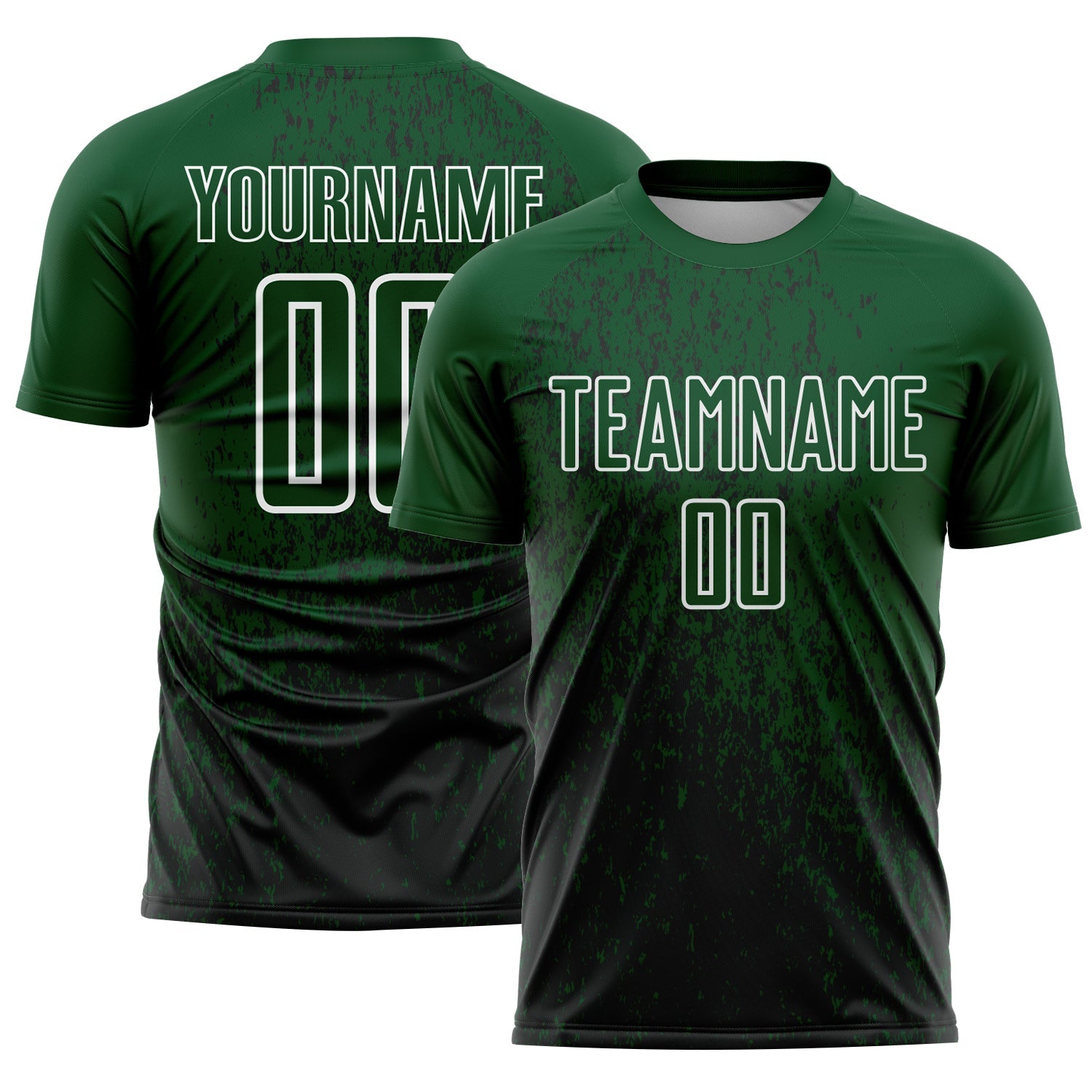 Custom Green Black-White Abstract Fragment Art Sublimation Soccer Uniform Jersey - Main View