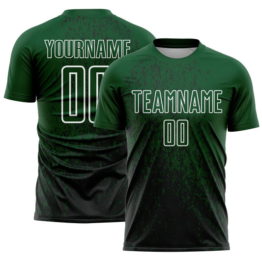 Custom Green Black-White Abstract Fragment Art Sublimation Soccer Uniform Jersey - Main View