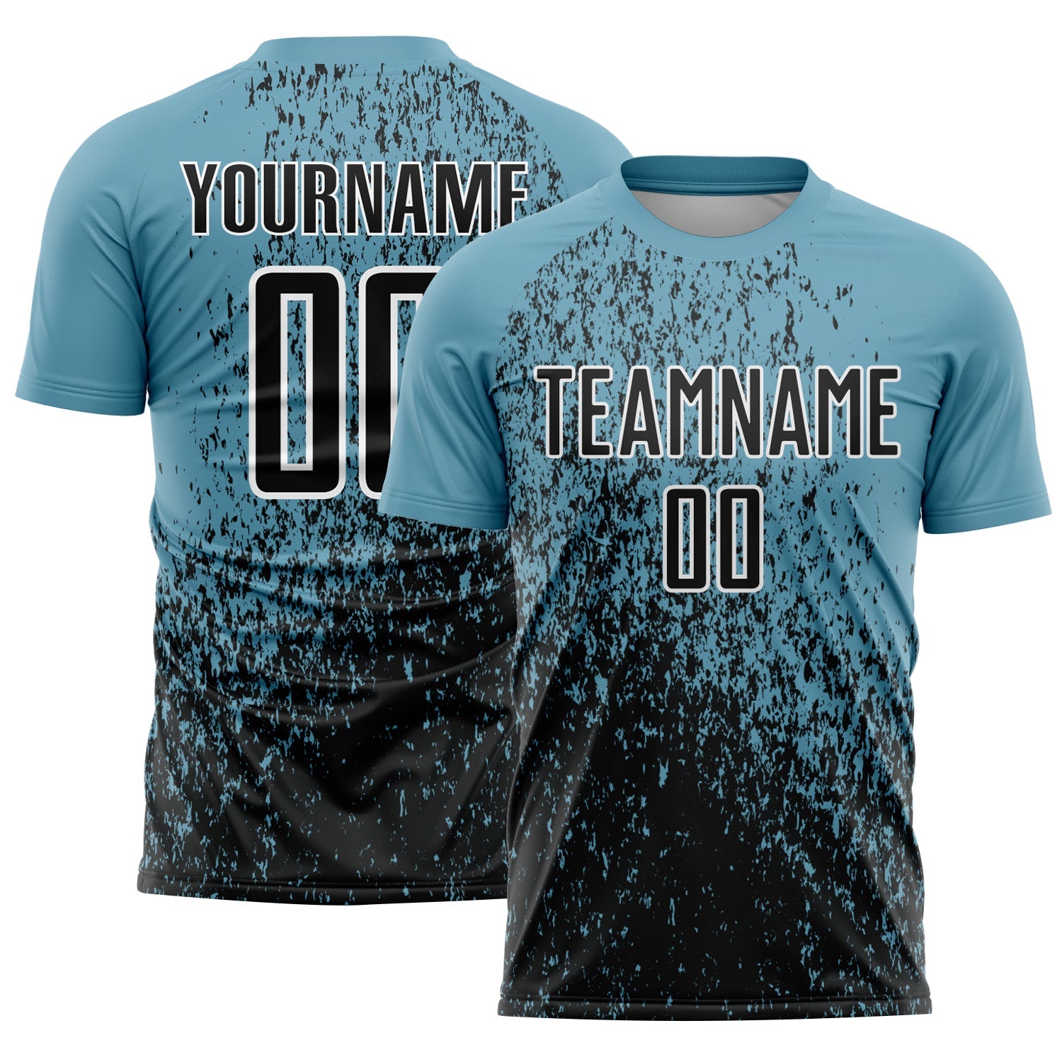 Custom Shadow Blue Black-White Abstract Fragment Art Sublimation Soccer Uniform Jersey - Main View