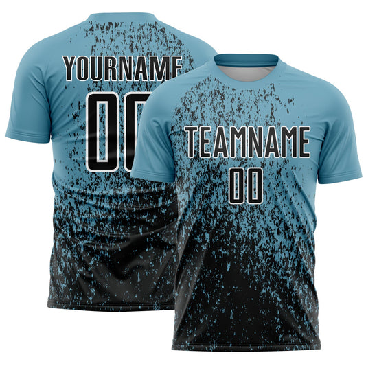 Custom Shadow Blue Black-White Abstract Fragment Art Sublimation Soccer Uniform Jersey - Main View