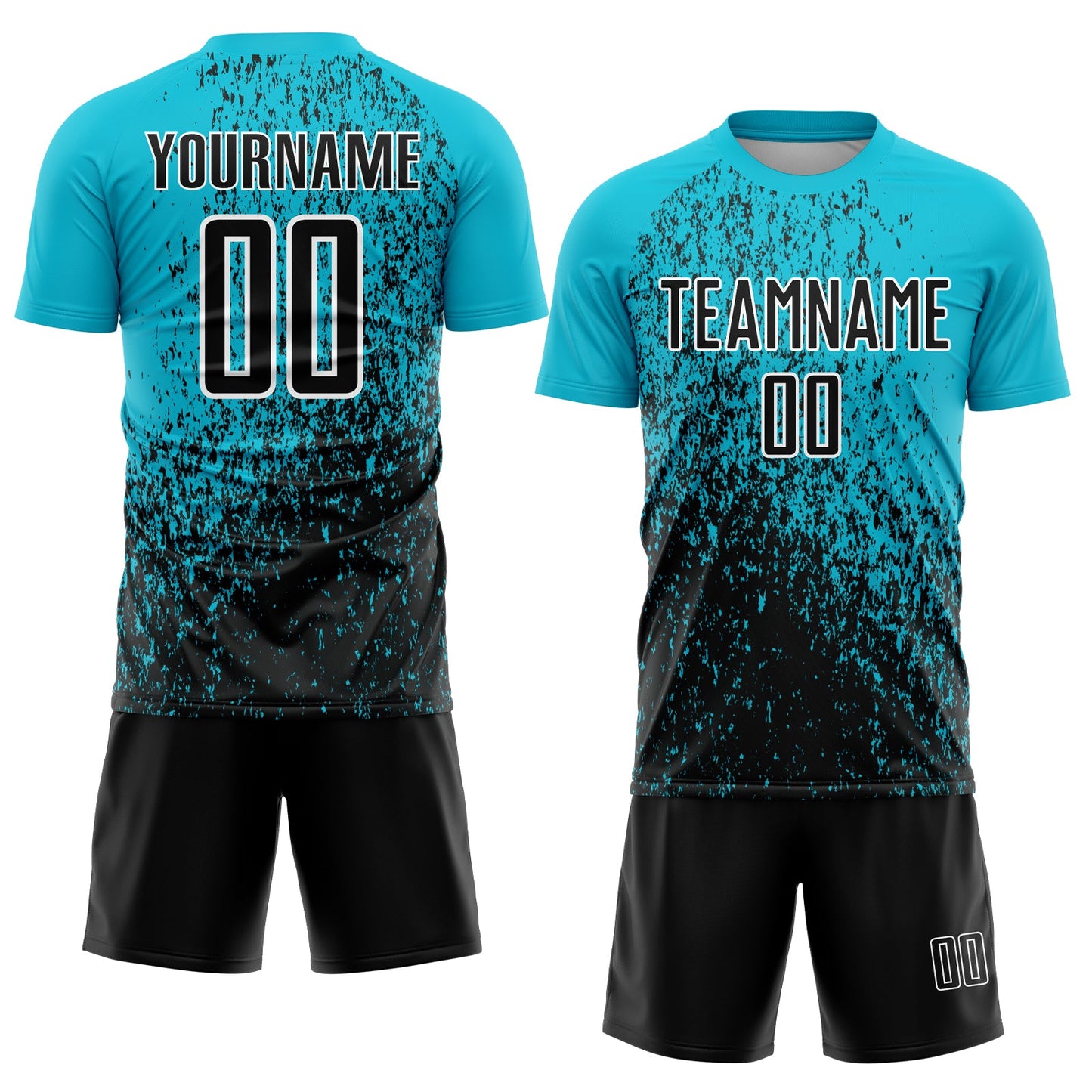 Custom Lakes Blue Black-White Abstract Fragment Art Sublimation Soccer Uniform Jersey view 2