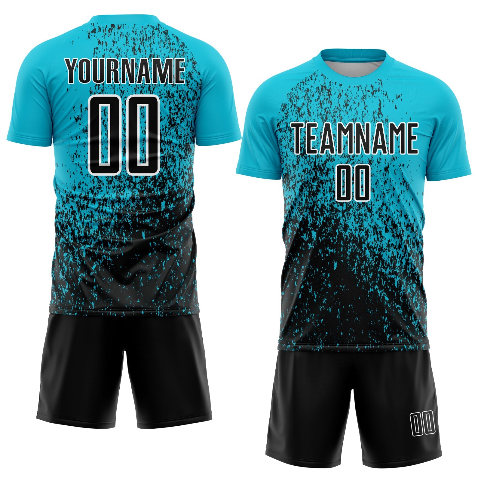 Custom Lakes Blue Black-White Abstract Fragment Art Sublimation Soccer Uniform Jersey view 2