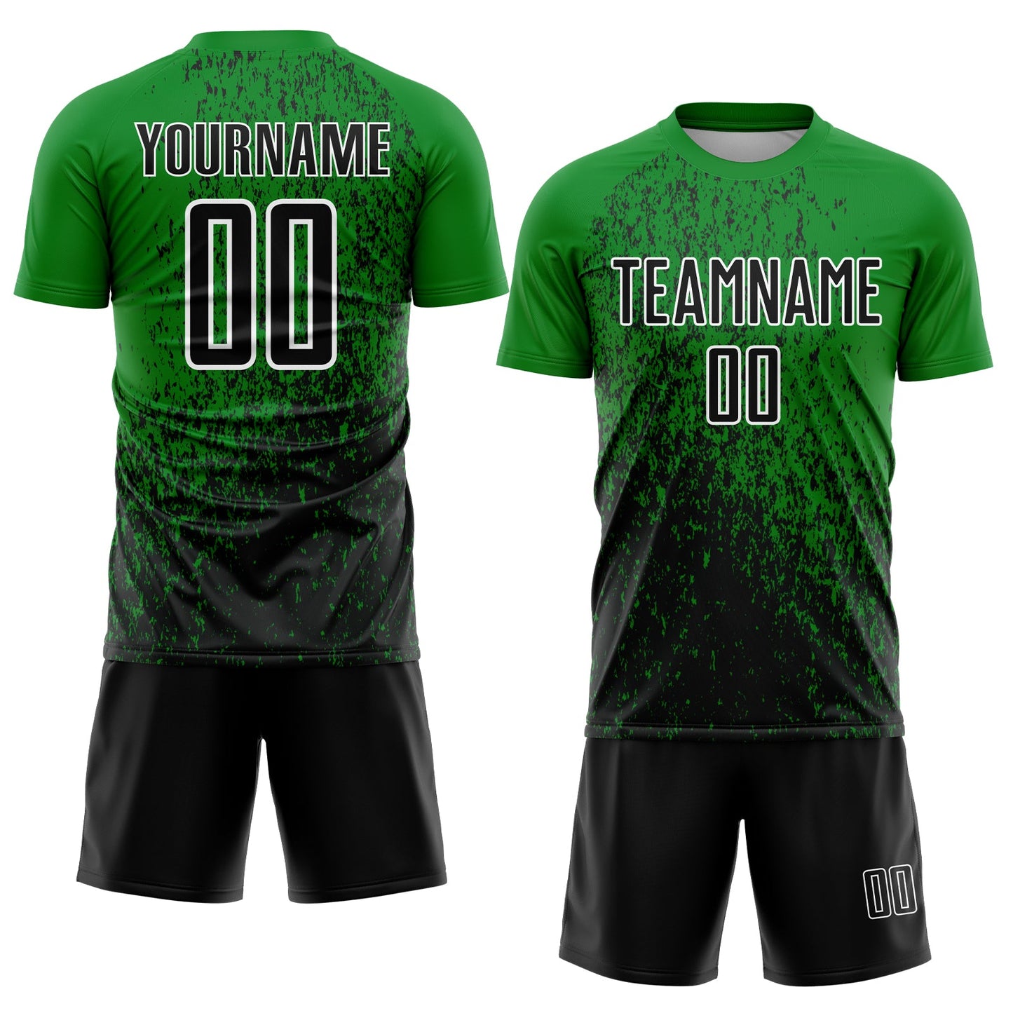 Custom Grass Green Black-White Abstract Fragment Art Sublimation Soccer Uniform Jersey view 2