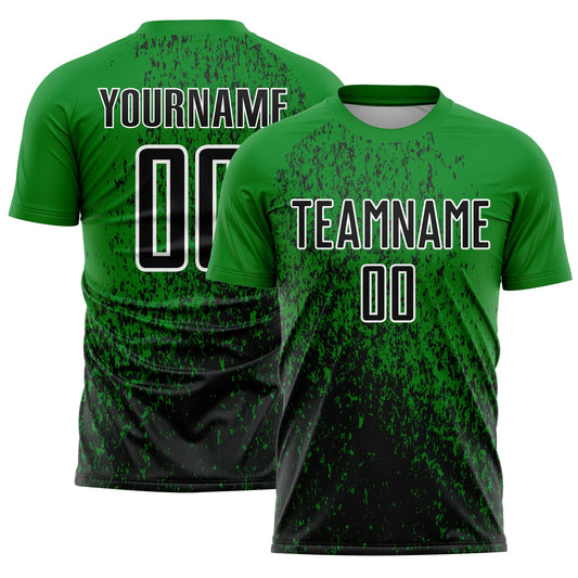 Custom Grass Green Black-White Abstract Fragment Art Sublimation Soccer Uniform Jersey - Main View