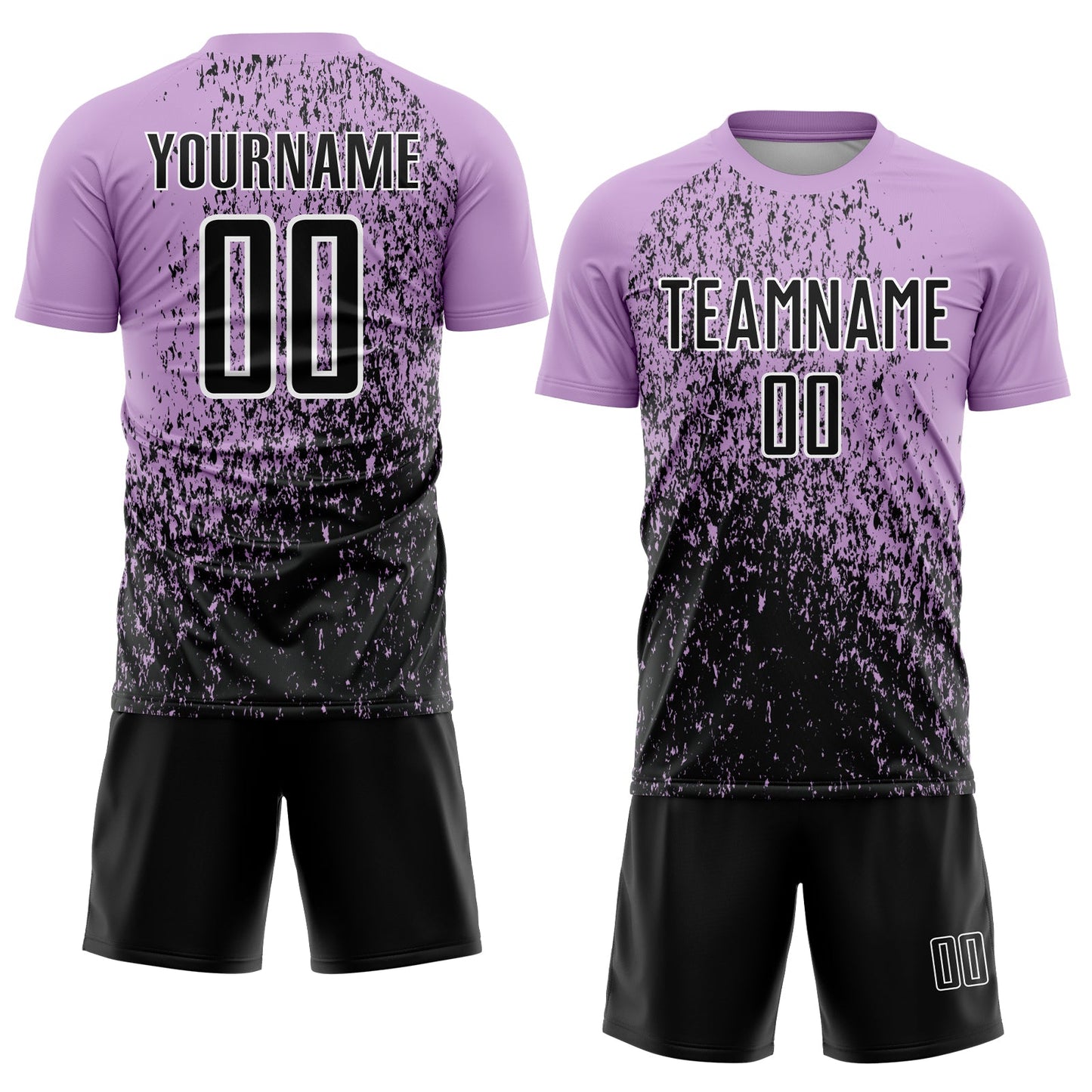 Custom Light Purple Black-White Abstract Fragment Art Sublimation Soccer Uniform Jersey view 2