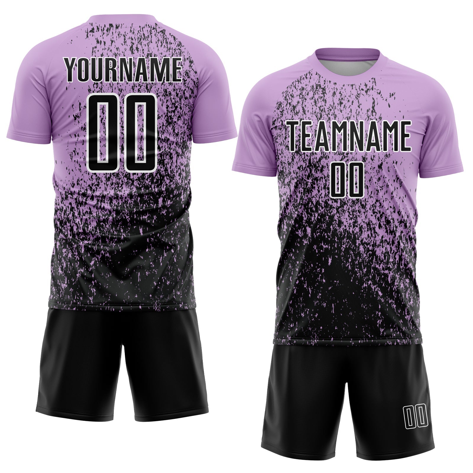 Custom Light Purple Black-White Abstract Fragment Art Sublimation Soccer Uniform Jersey view 2