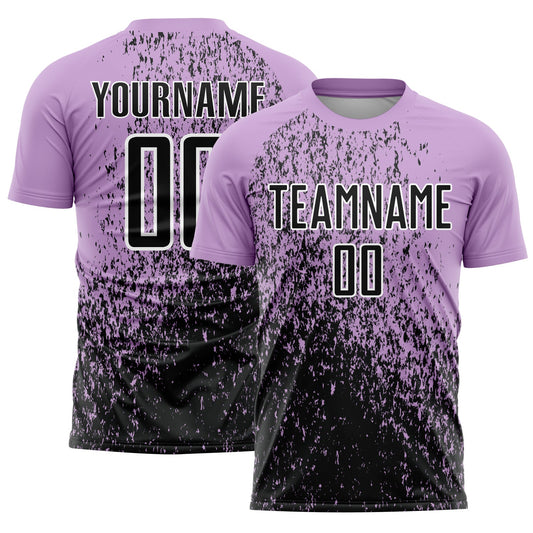Custom Light Purple Black-White Abstract Fragment Art Sublimation Soccer Uniform Jersey - Main View