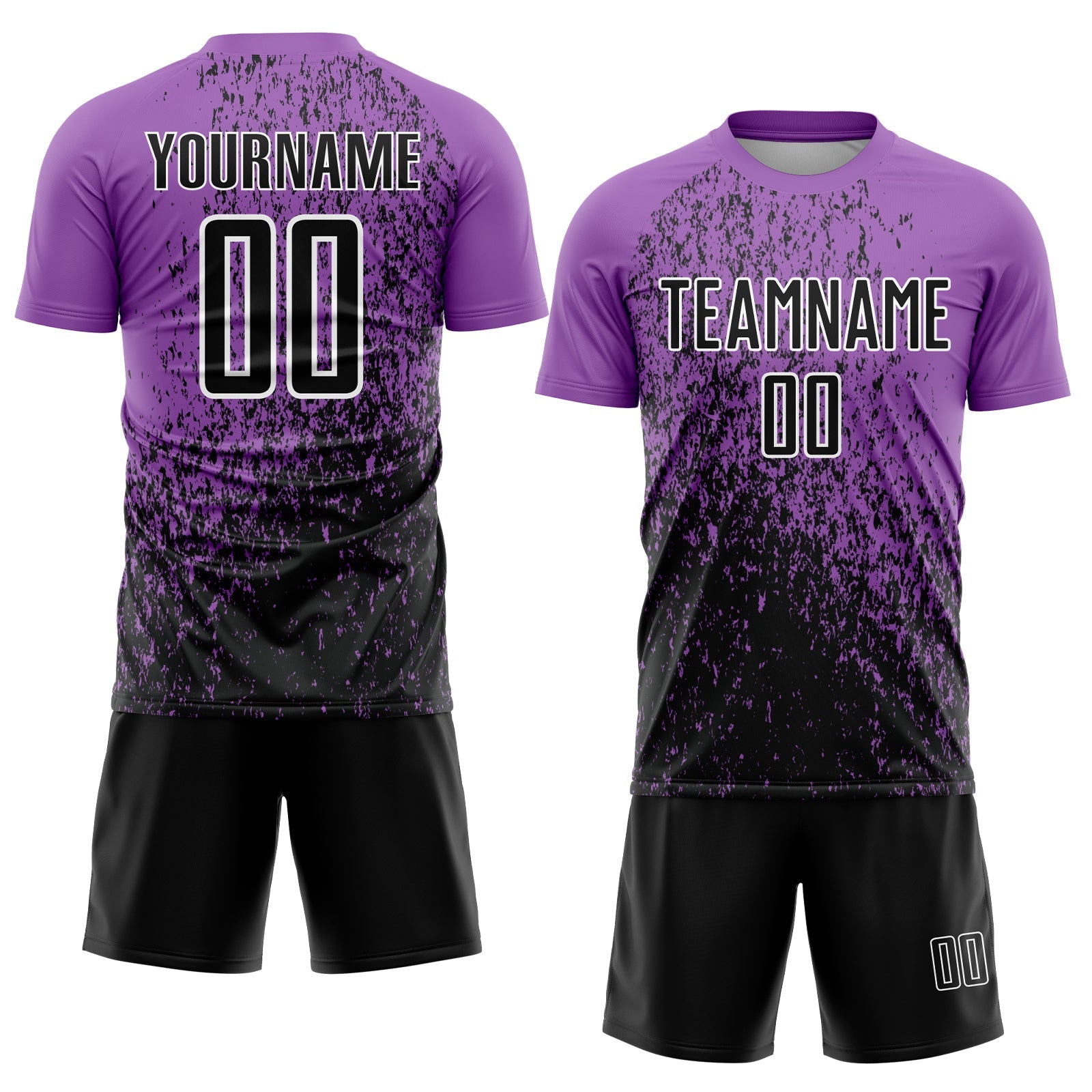 Custom Medium Purple Black-White Abstract Fragment Art Sublimation Soccer Uniform Jersey view 2