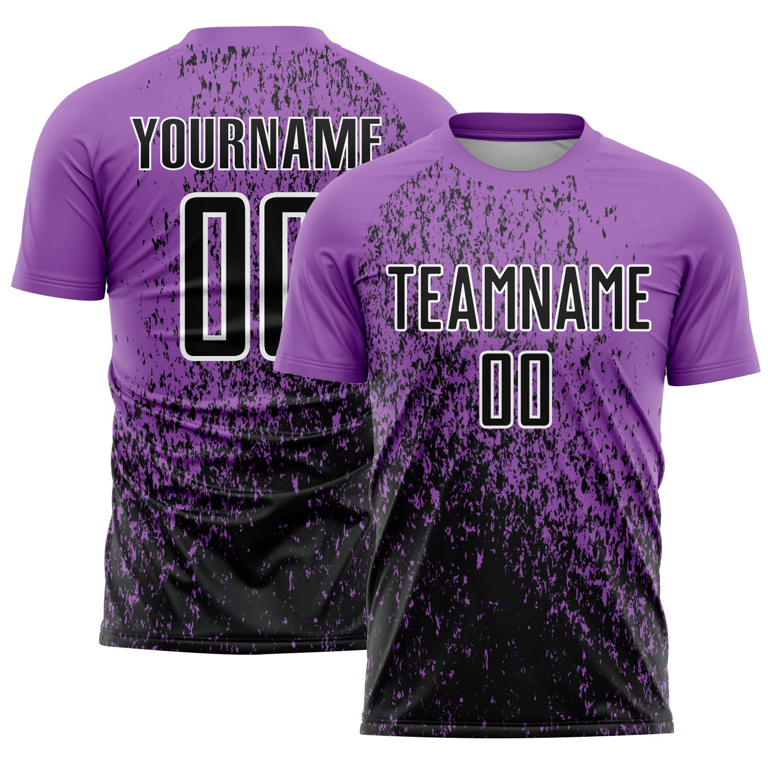 Custom Medium Purple Black-White Abstract Fragment Art Sublimation Soccer Uniform Jersey - Main View