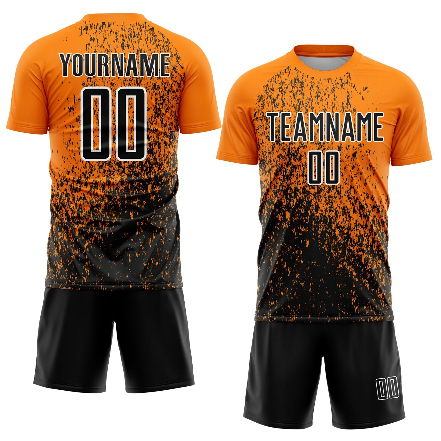 Custom Bay Orange Black-White Abstract Fragment Art Sublimation Soccer Uniform Jersey view 2
