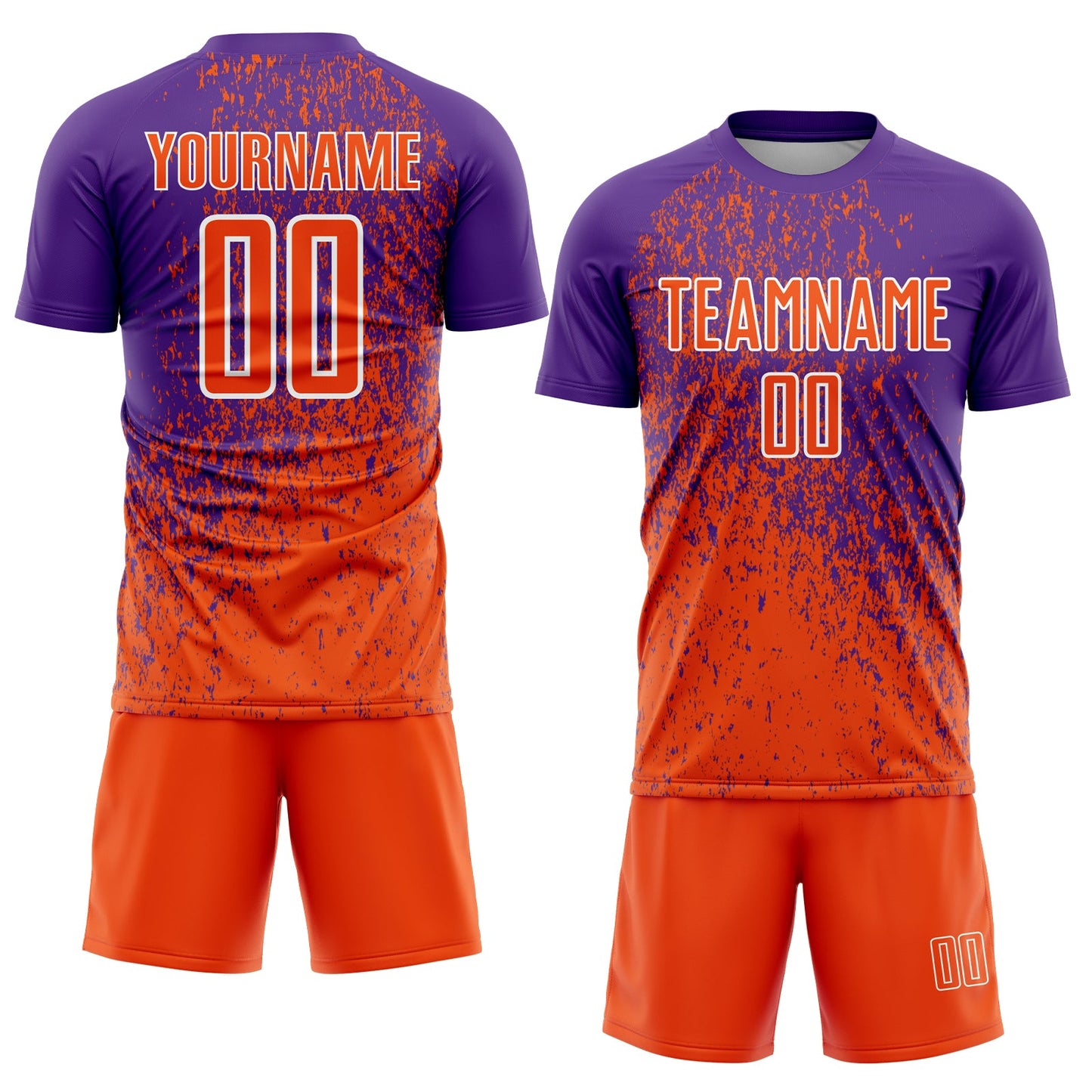 Custom Purple Orange-White Abstract Fragment Art Sublimation Soccer Uniform Jersey view 2