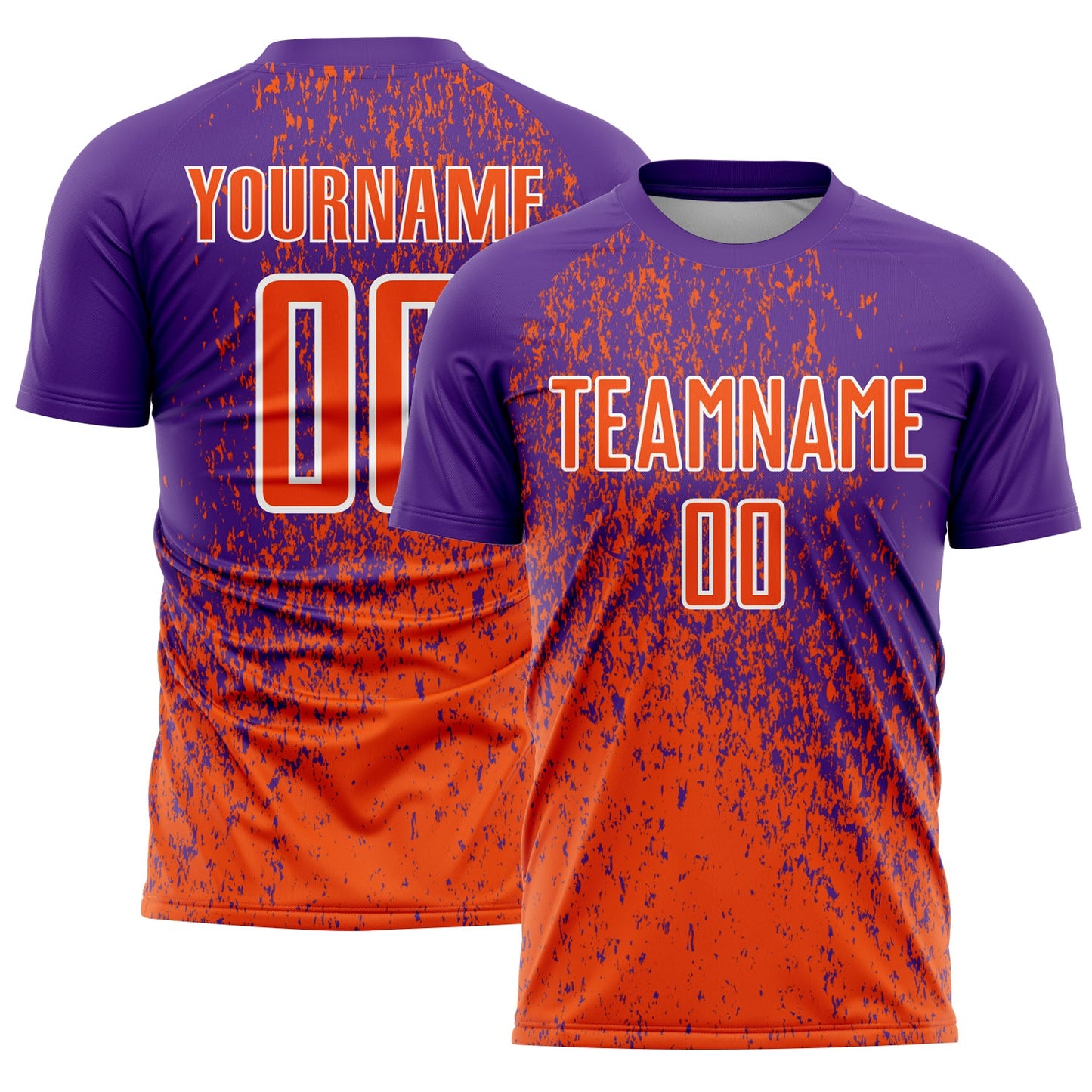 Custom Purple Orange-White Abstract Fragment Art Sublimation Soccer Uniform Jersey - Main View