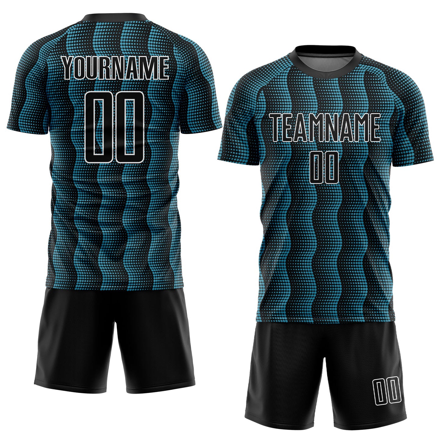 Custom Black Panther Blue-White Geometric Shape Sublimation Soccer Uniform Jersey view 2