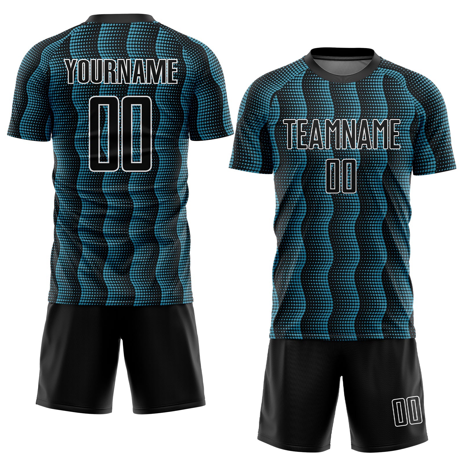 Custom Black Panther Blue-White Geometric Shape Sublimation Soccer Uniform Jersey view 2