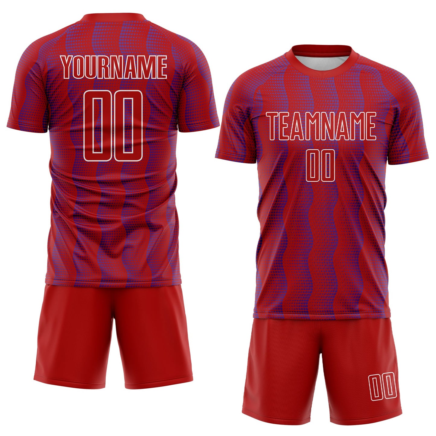 Custom Red Purple-White Geometric Shape Sublimation Soccer Uniform Jersey view 2