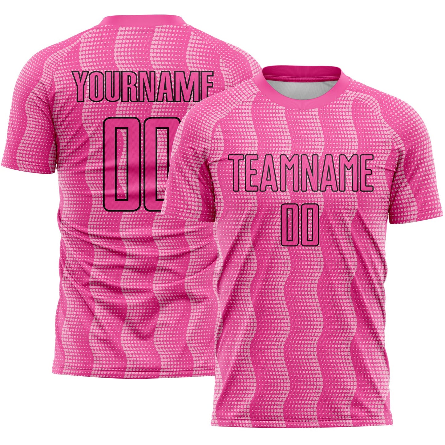 Custom Pink Light Pink-Black Geometric Shape Sublimation Soccer Uniform Jersey - Main View