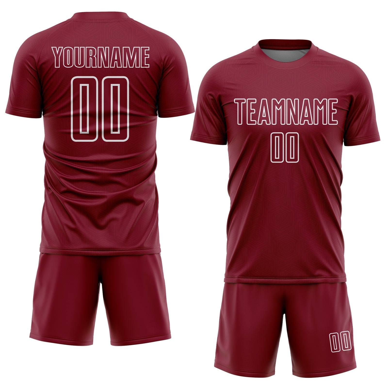 Custom Crimson White Geometric Shape Sublimation Soccer Uniform Jersey view 2