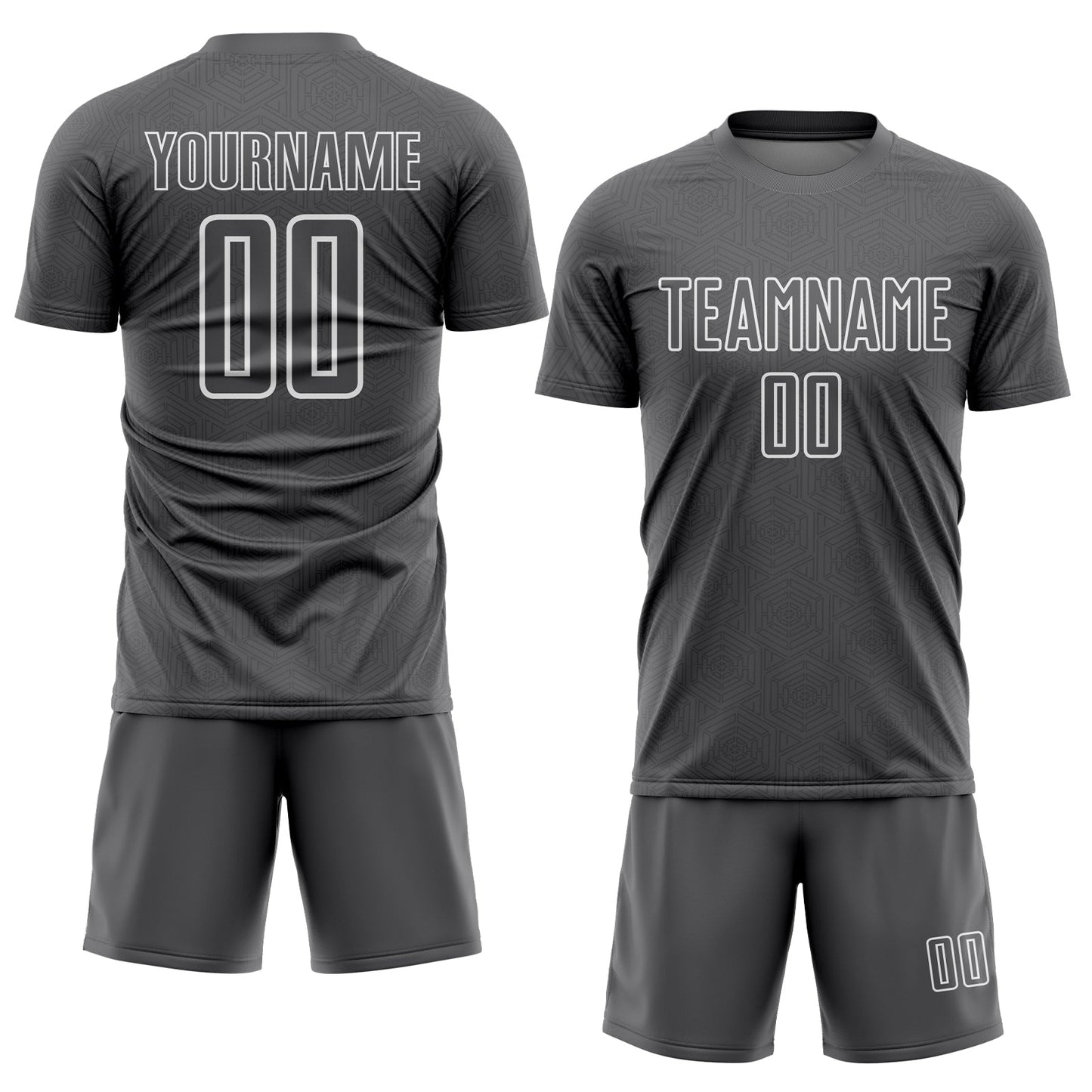Custom Steel Gray White Geometric Shape Sublimation Soccer Uniform Jersey view 2