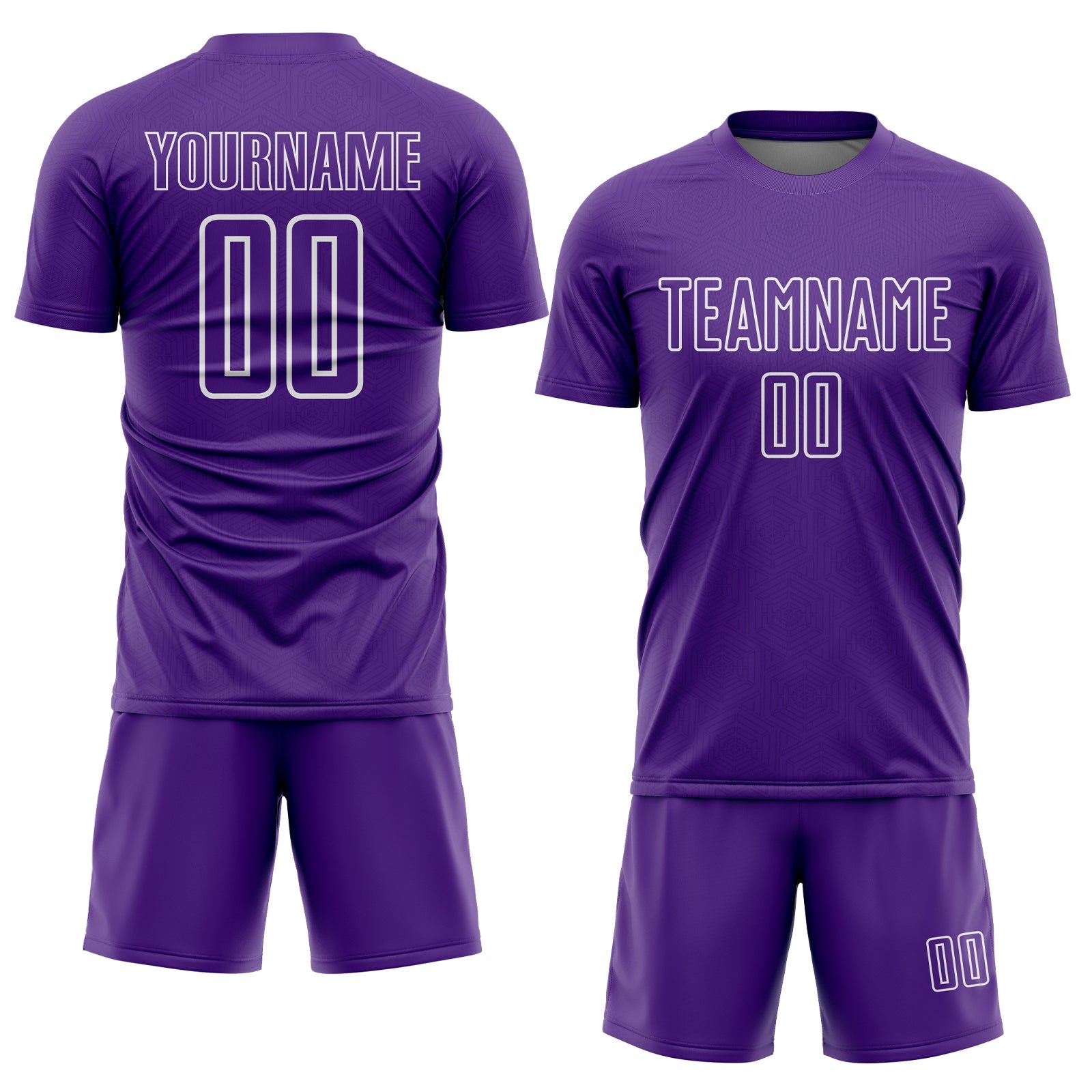 Custom Purple White Geometric Shape Sublimation Soccer Uniform Jersey view 2