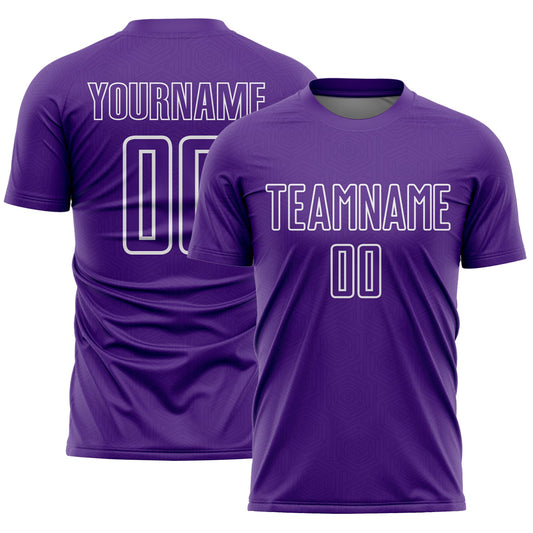 Custom Purple White Geometric Shape Sublimation Soccer Uniform Jersey - Main View