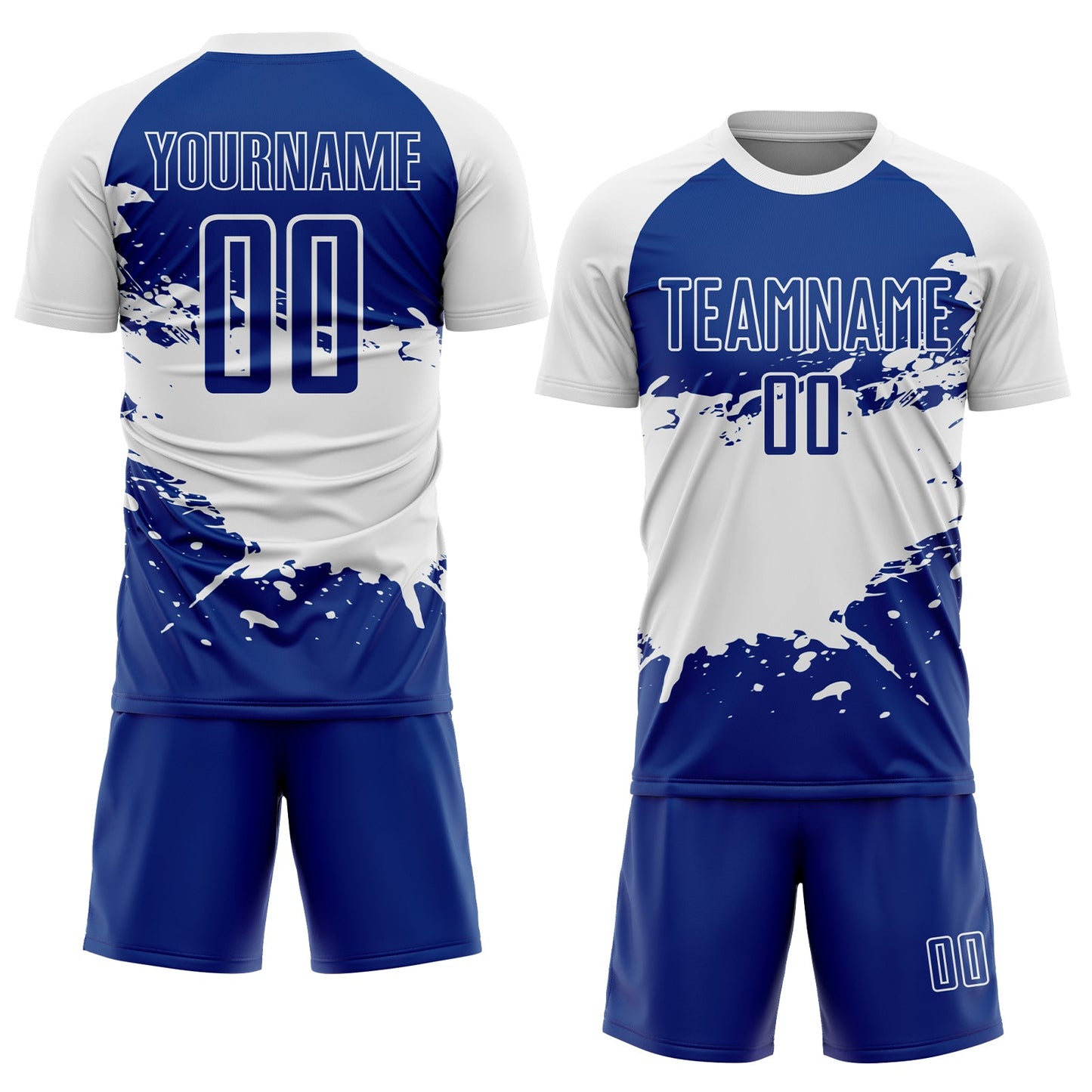 Custom Royal White Splash Sublimation Soccer Uniform Jersey view 2
